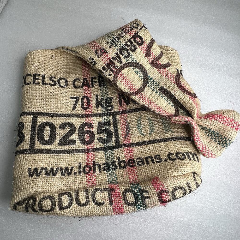 Upcycled Burlap Artisan Coffee Sack Tote Bag Jute Fabric lined Heavy‎ Coffee Art - Picture 4 of 13